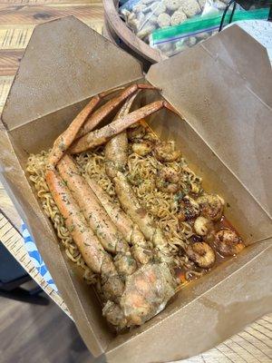 Seafood ramen with crab legs