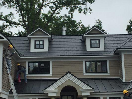 GAF Tru-Slate and Black Standing Seam Metal.