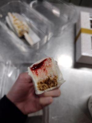 Strawberry cheesecake on a stick