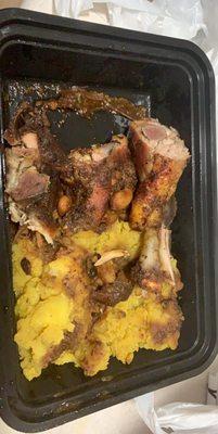 Unfortunate. Jerk chicken & potatoes.