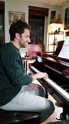 Nick is great at demonstrating the right mind set for learning piano. Intensely focused, but still smiling!