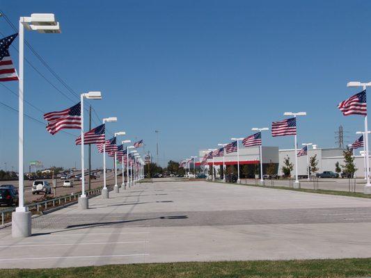 We carry both USA and Texas nylon flags in multiple sizes. Please call for sizes and pricing.