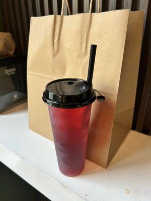Iced herbal tea, large.