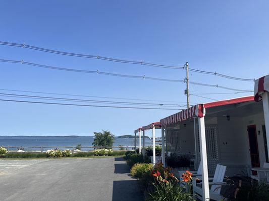 Bungalows by street/waterway