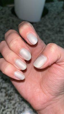 Pearly white gel nails