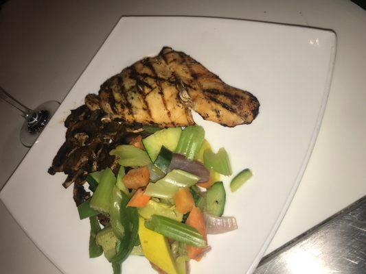No words. Supposed to be grilled chicken with fresh seasonal vegetables 