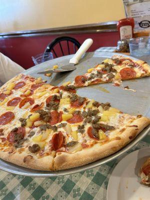 Pineapple and pepperoni (1/2 sausage)