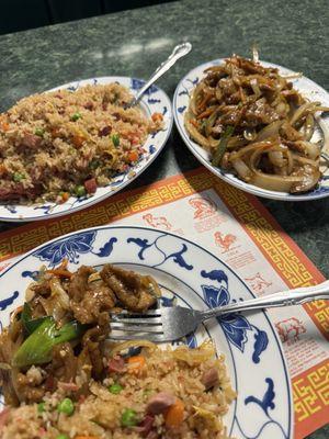 Pork fried rice and Mongolian beef!