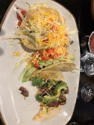 Ground beef taco, shredded beef taco and the LBC taco.