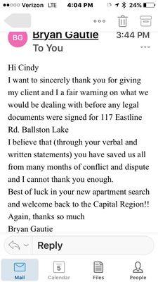 Email from agent.