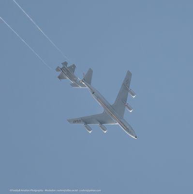 Hill AFB F-35A refuels from a KC-135. The F-35 was proving CAP for POTUS visit to the SF Bay Area, February 2024