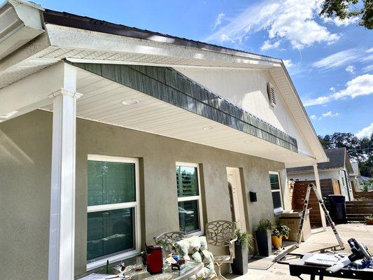 New soffit, facia, led lighting, and vinyl shakes for the gable ends of this clients house in Tampa Heights. #generalcontractor #remodel