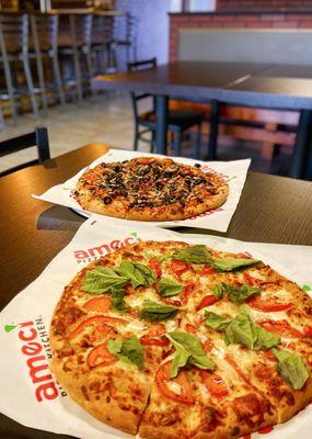 Margherita (Medium - 12" - 6 Slices) and Pepperoni, Olive, Mushroom (Medium- 12" - 6 Slices)