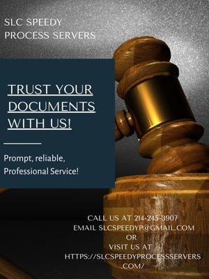 Let us serve your legal documents. We have process servers and offer notary services