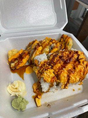 Big Mac Roll (front) and tsunami roll