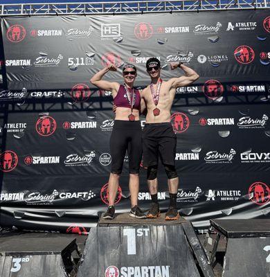 Kristen and Evan after completing the Spartan Race