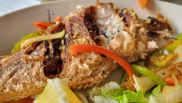 Whole red snapper, fried