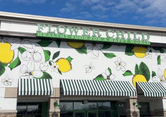 The vivid and bright Flower Child mural.