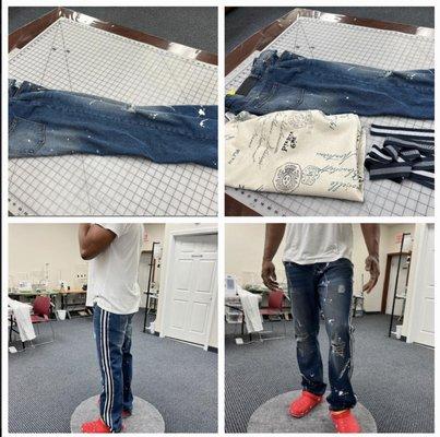 This gentlemen wanted these jeans to fit, we added material to be able widen the pant leg. Custom jeans and alterations for men and women.