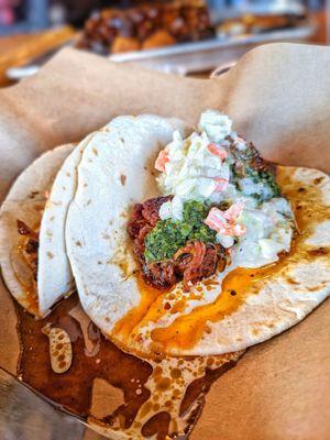 Brisket burnt ends tacos