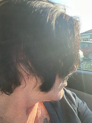 There is a literal hole on the side of my head. Good thing my hair grows fast. The Scotts Valley Great Clips would NEVER.