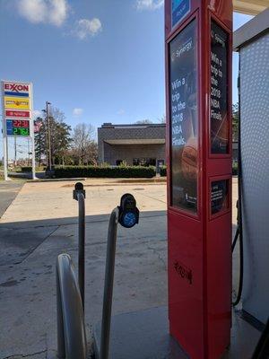 If you need assistance with pumping gas into your car, press the accessibility button and an attendant will help you out.