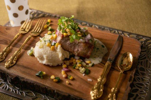 Their elegant pork tenderloin with veggies,...so good