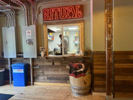 The pizza window from when Ritual was still located at Labyrinth Brewing.