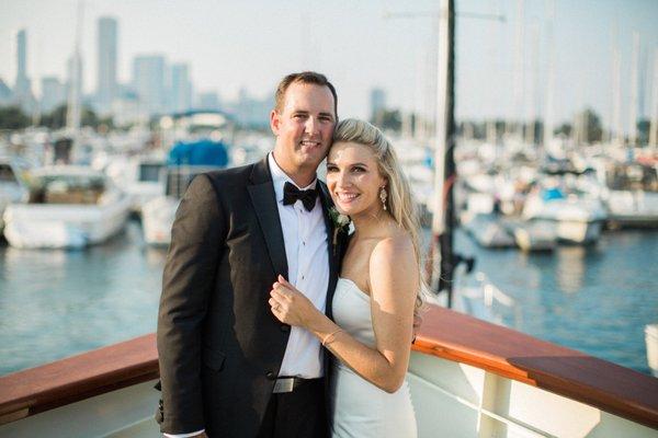 Beautiful couple after their wedding cruise