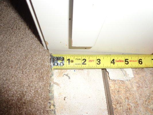 This threshold is more than 6". They cut off about 3" of my bedroom carpet.