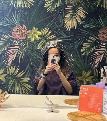 Before of the damage of my hair (you can see the breakage, frizz, and funk discoloration from the product from amazon