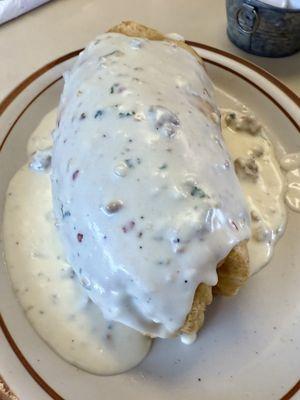 Breakfast Burrito smothered in sausage gravy