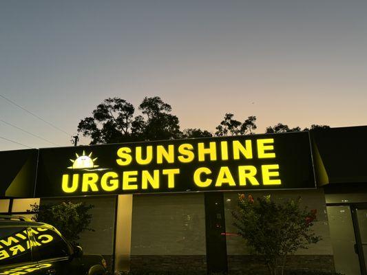 Sunshien Urgent Care Exterior of Building in the Evening