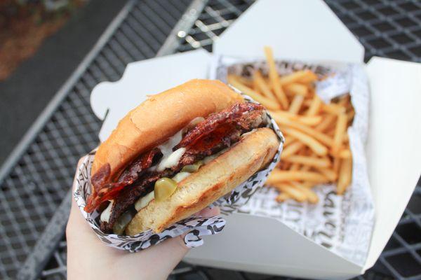 Jalapeño Popper Burger and classic fries