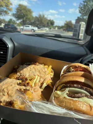 Two number 1s animal style with extra sauce!