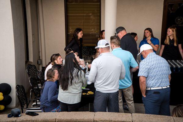 This is an image of our sign in tables at our most recent golf outing.