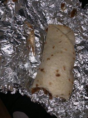 My chorizo and bean taco and the onion skin