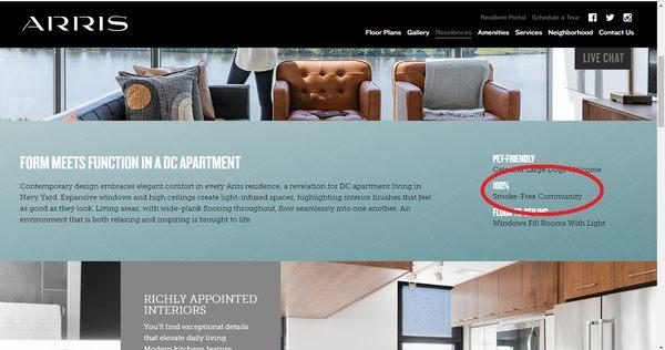 100% Smoke-Free Community? 100% not true. People smoke inside and the building reeks of weed all the time.