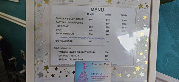 10/11/23 The cost of doing business has gone up. Prices as they are now.