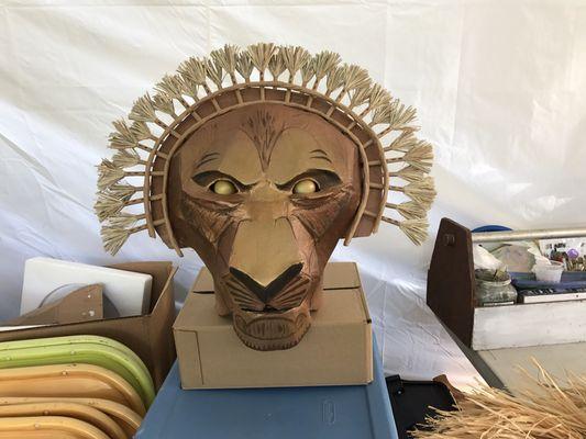 Here is a mask of Mufasa from The Lion King, that I made for a children's theatrical camp called Dee-lightful Productions this past week.