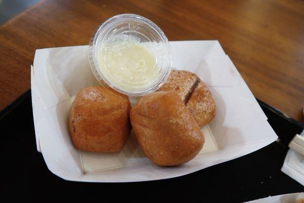 Crispy steamed buns: Golden fried steamed buns served with sweet condensed milk.