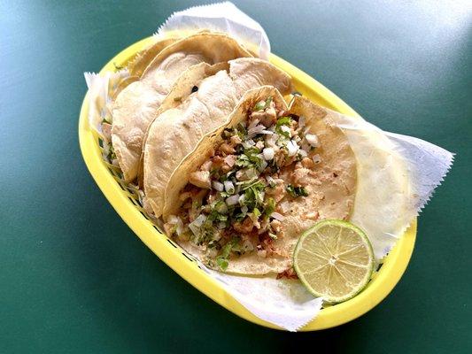 Three Pollo (Chicken) Tacos - Mmm!