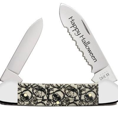 Cade xx The Case XX™ 2022 Halloween Skulls & Pumpkins Canoe Natural Bone Knife