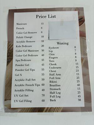 Price List July 30, 2025