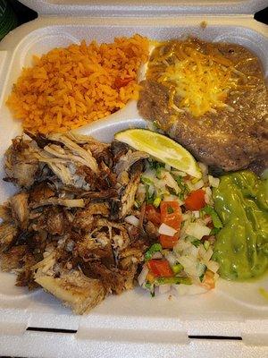 Carnitas plate to go