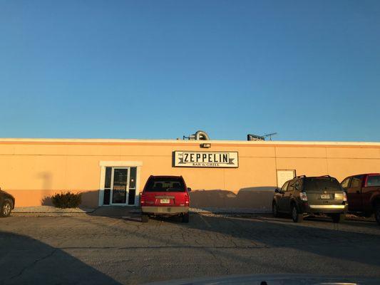 Outside entrance faces west