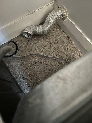 Dryer vent hose came off 6 months after install and ruined my doors and cabinets with the humidity. See pics of door.