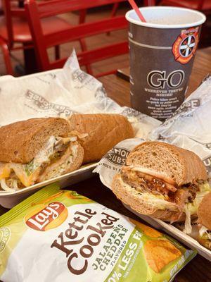 Veggie sandwich and Smokehouse Beef & Cheddar Brisket