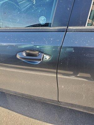 So I go to pick up a car at Budget at DIA, this is the car I get, dirty inside and out, driver side door handle is broken.