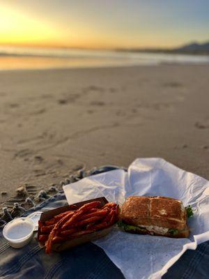 Tuna melt + Sweet Potato Fries